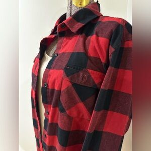 Eddie Bauer Red and Black Checkered Flannel Shirt